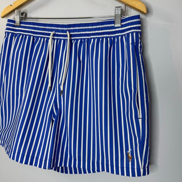Polo Ralph Lauren Stretch Slim Fit Swim Trunk Iris Blue Stripe Preppy Coastal XL - Picture 3 of 14